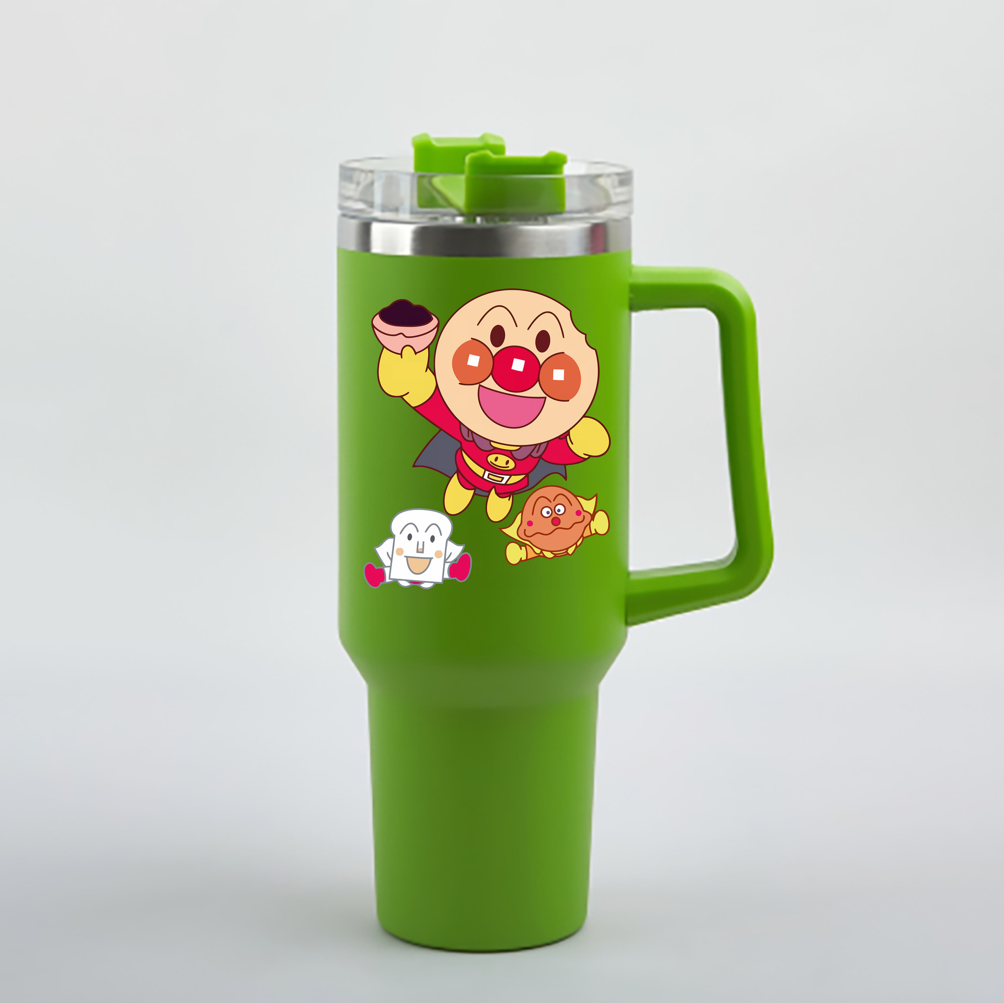 （画像用） アンパンマン Anpanman 1200mL車用タンブラー - クリスタルステッカー（プラスチックストロー付き）